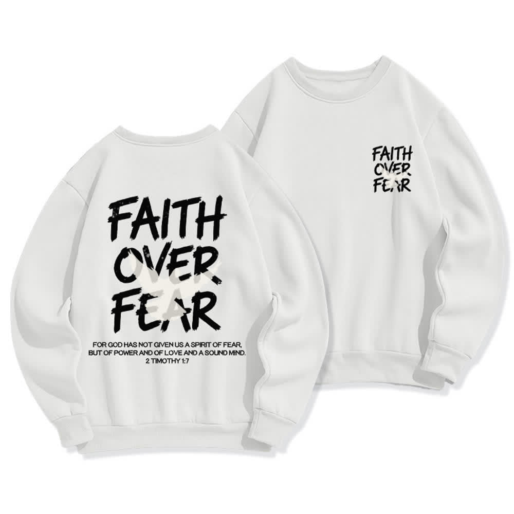 Christianartworkshop Übergroßes Sweatshirt mit Taubenmotiv und Rundhalsausschnitt – Glaube statt Angst - Weiß - 2XL - image 3