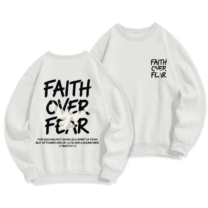 Christianartworkshop Übergroßes Sweatshirt mit Taubenmotiv und Rundhalsausschnitt – Glaube statt Angst - Weiß - 2XL - image 3