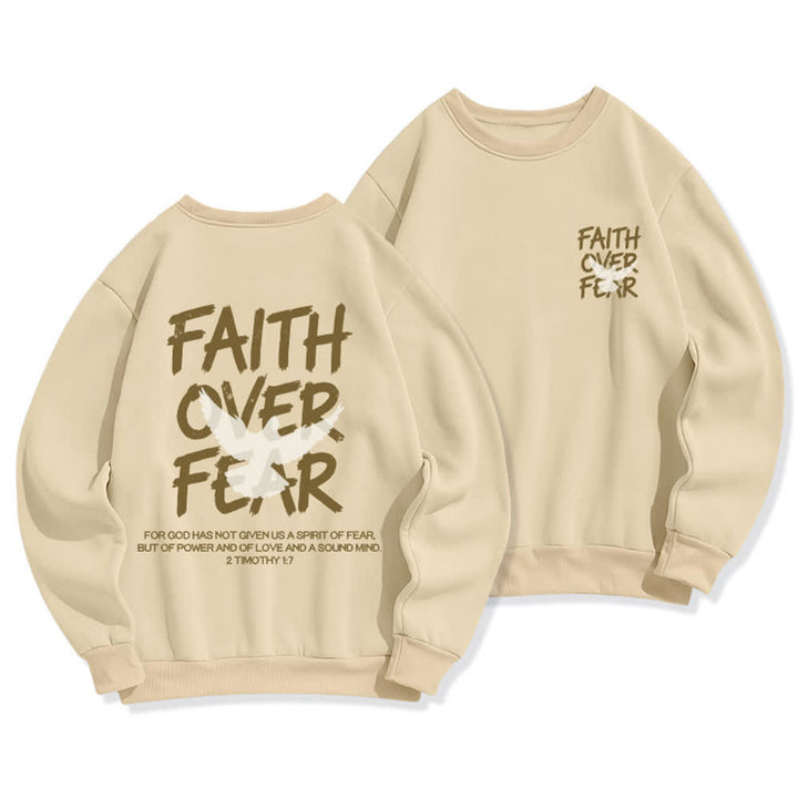 Christianartworkshop Übergroßes Sweatshirt mit Taubenmotiv und Rundhalsausschnitt – Glaube statt Angst - Beige - 2XL - image 0