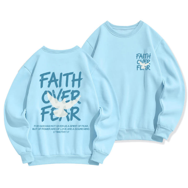 Christianartworkshop Übergroßes Sweatshirt mit Taubenmotiv und Rundhalsausschnitt – Glaube statt Angst - Blau - 2XL - image 12