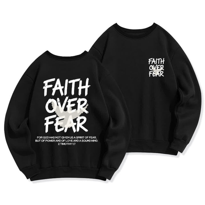 Christianartworkshop Übergroßes Sweatshirt mit Taubenmotiv und Rundhalsausschnitt – Glaube statt Angst - Schwarz - 2XL - image 6