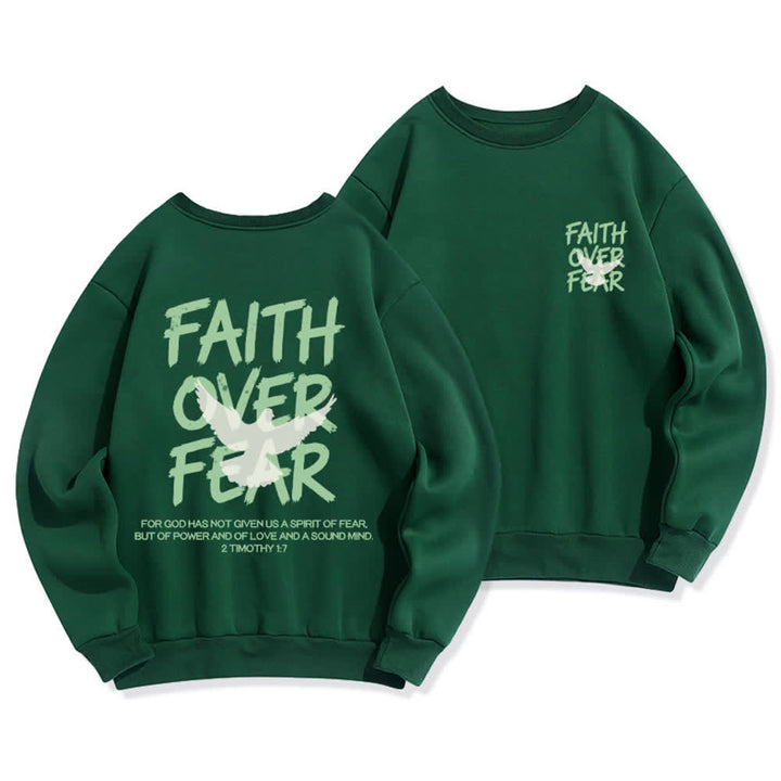 Christianartworkshop Übergroßes Sweatshirt mit Taubenmotiv und Rundhalsausschnitt – Glaube statt Angst - Grün - 2XL - image 15