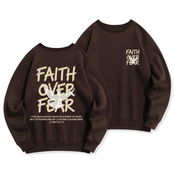 Christianartworkshop Übergroßes Sweatshirt mit Taubenmotiv und Rundhalsausschnitt – Glaube statt Angst - Braun - 2XL - image 9
