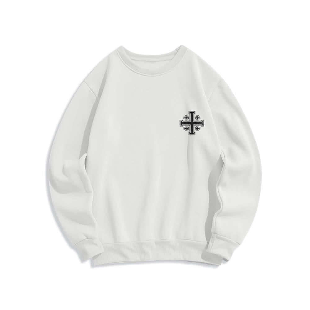 Christianartworkshop Oversize-Sweatshirt mit Rundhalsausschnitt und Used-Look-Kreuzmuster am Rücken - image 5