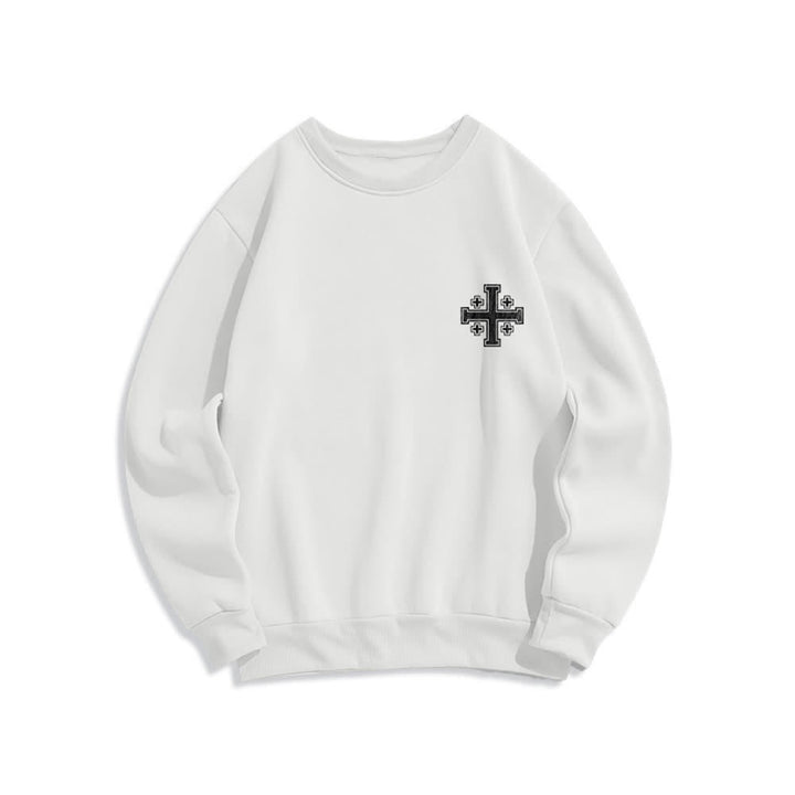 Christianartworkshop Oversize-Sweatshirt mit Rundhalsausschnitt und Used-Look-Kreuzmuster am Rücken - image 5