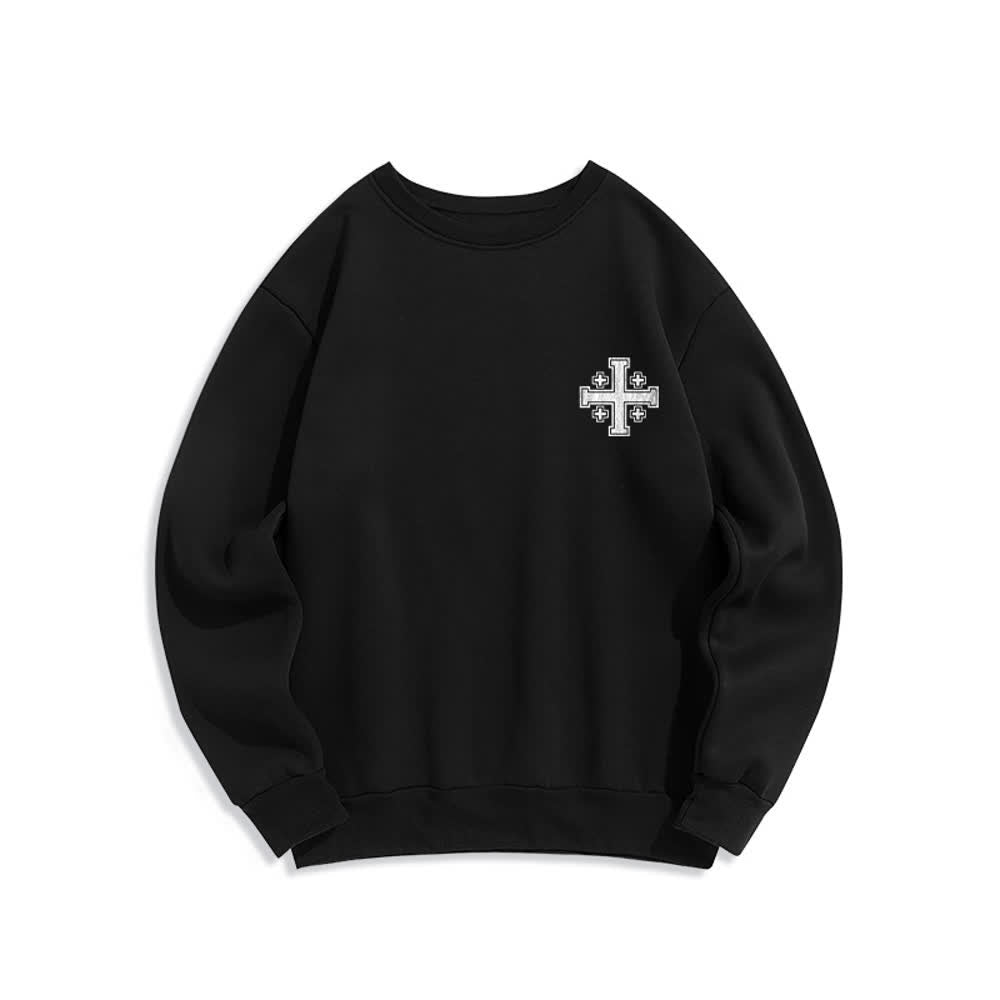 Christianartworkshop Oversize-Sweatshirt mit Rundhalsausschnitt und Used-Look-Kreuzmuster am Rücken - image 2