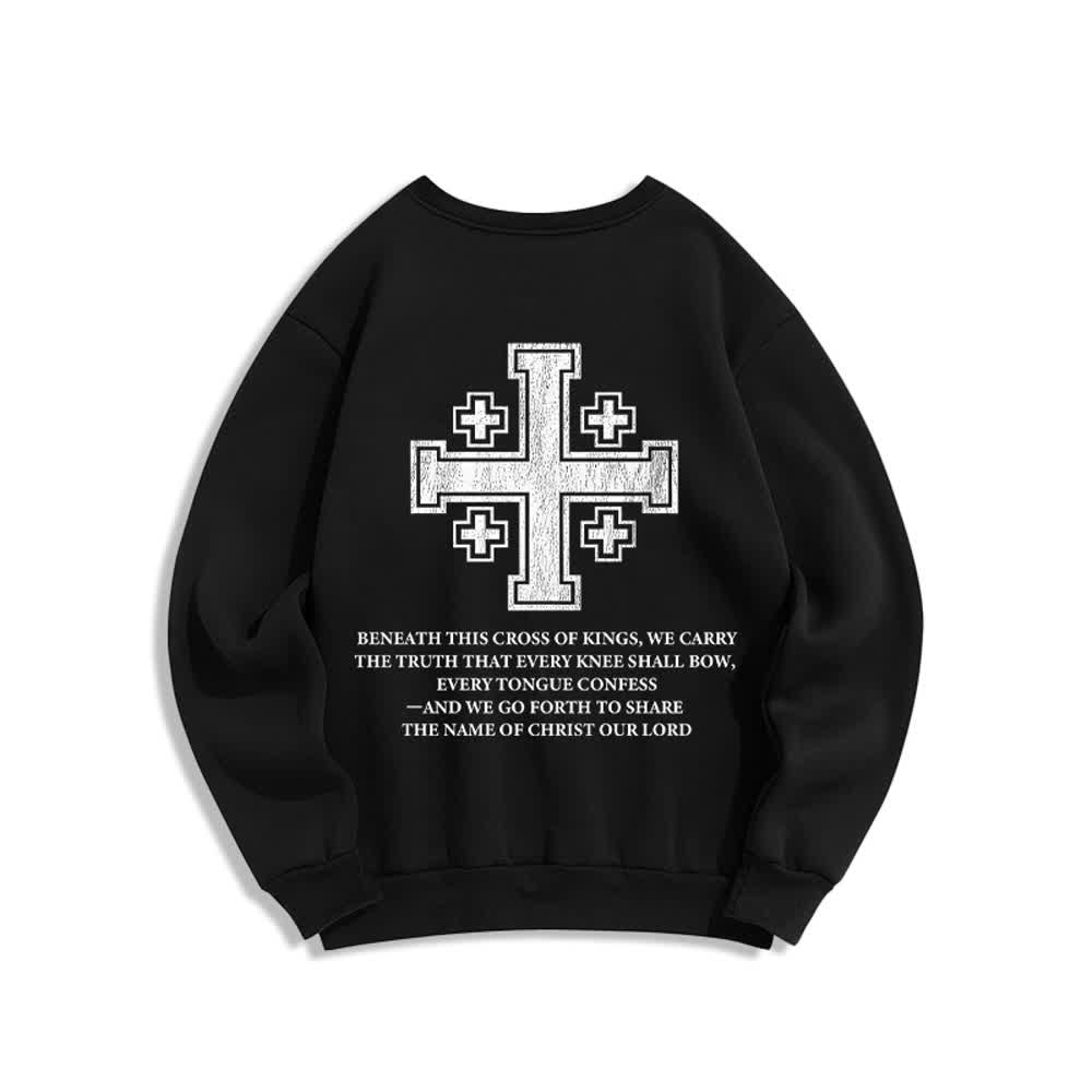 Christianartworkshop Oversize-Sweatshirt mit Rundhalsausschnitt und Used-Look-Kreuzmuster am Rücken - image 1