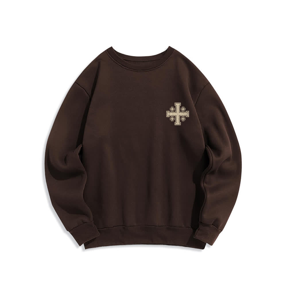 Christianartworkshop Oversize-Sweatshirt mit Rundhalsausschnitt und Used-Look-Kreuzmuster am Rücken - image 8
