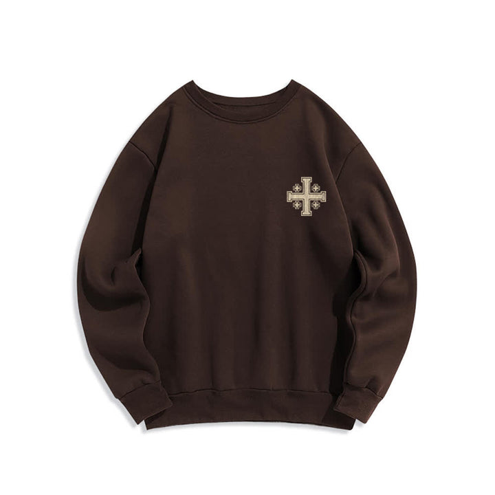 Christianartworkshop Oversize-Sweatshirt mit Rundhalsausschnitt und Used-Look-Kreuzmuster am Rücken - image 8
