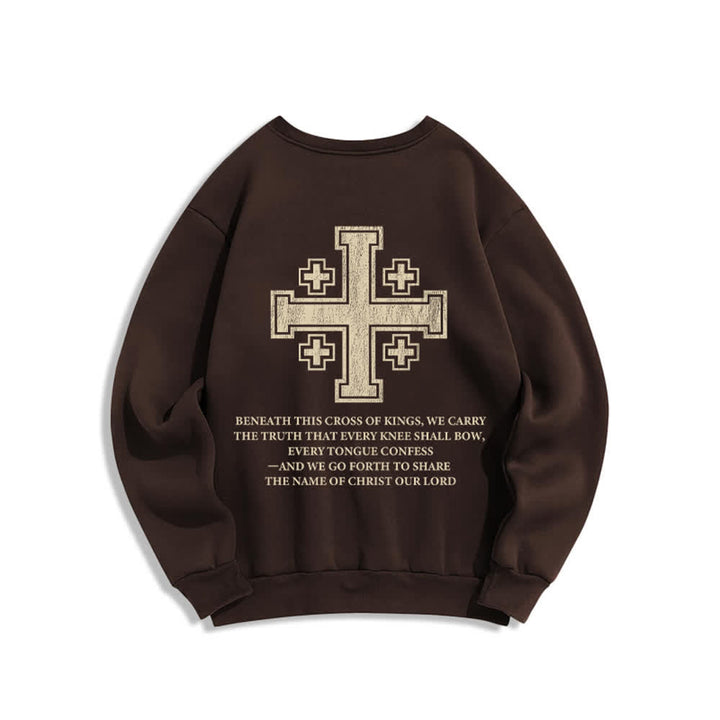Christianartworkshop Oversize-Sweatshirt mit Rundhalsausschnitt und Used-Look-Kreuzmuster am Rücken - image 7