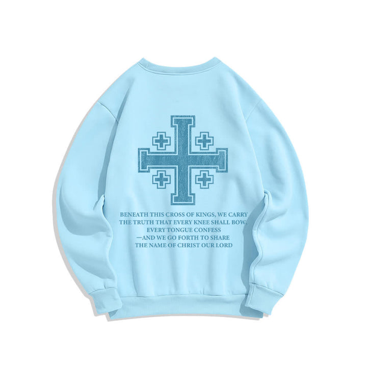 Christianartworkshop Oversize-Sweatshirt mit Rundhalsausschnitt und Used-Look-Kreuzmuster am Rücken - image 10
