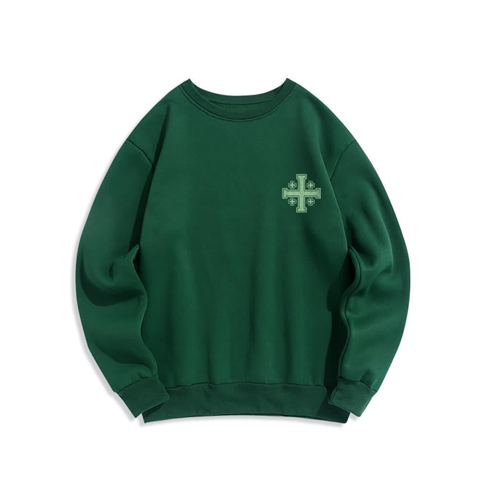 Christianartworkshop Oversize-Sweatshirt mit Rundhalsausschnitt und Used-Look-Kreuzmuster am Rücken - image 17
