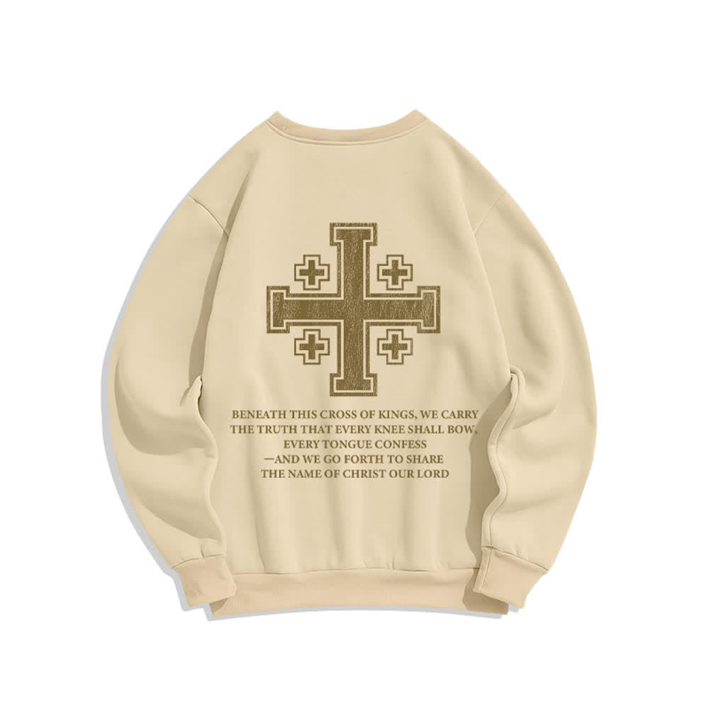 Christianartworkshop Oversize-Sweatshirt mit Rundhalsausschnitt und Used-Look-Kreuzmuster am Rücken - image 13