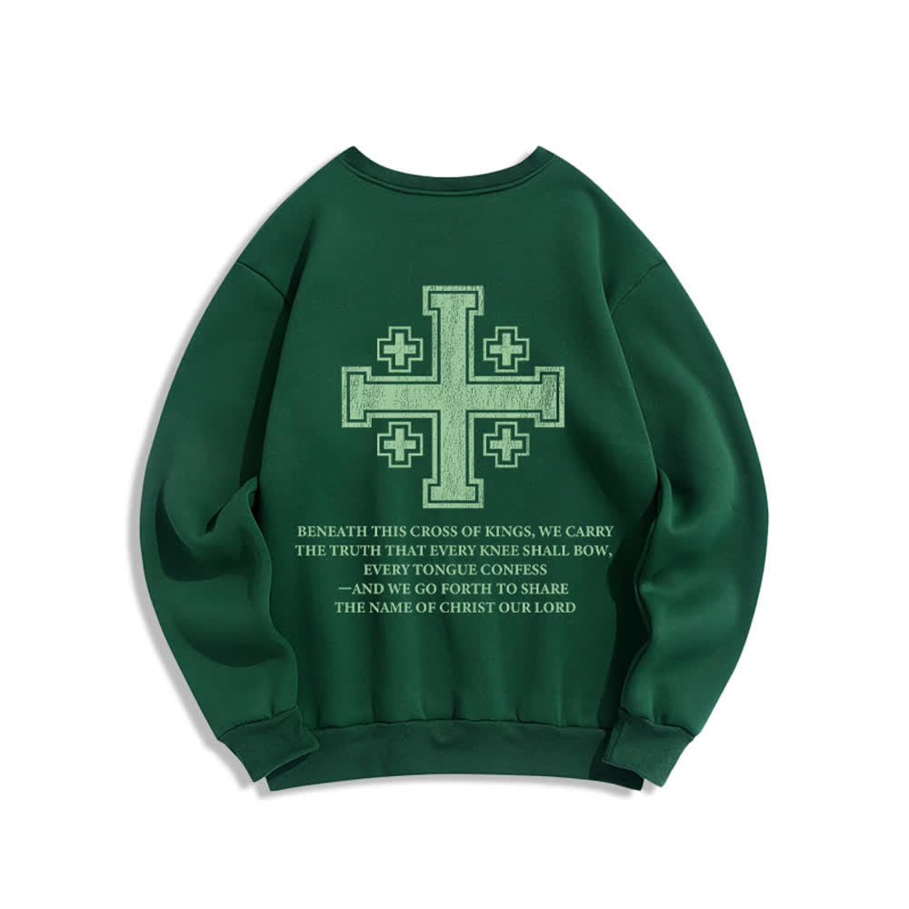 Christianartworkshop Oversize-Sweatshirt mit Rundhalsausschnitt und Used-Look-Kreuzmuster am Rücken - image 16