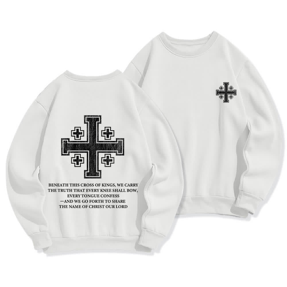 Christianartworkshop Oversize-Sweatshirt mit Rundhalsausschnitt und Used-Look-Kreuzmuster am Rücken - Weiß - 2XL - image 3