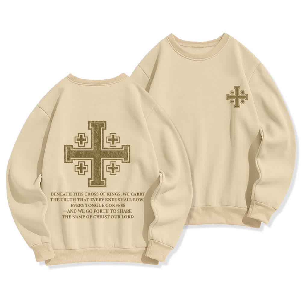 Christianartworkshop Oversize-Sweatshirt mit Rundhalsausschnitt und Used-Look-Kreuzmuster am Rücken - Beige - 2XL - image 12