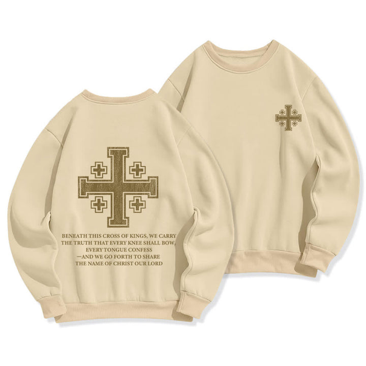 Christianartworkshop Oversize-Sweatshirt mit Rundhalsausschnitt und Used-Look-Kreuzmuster am Rücken - Beige - 2XL - image 12