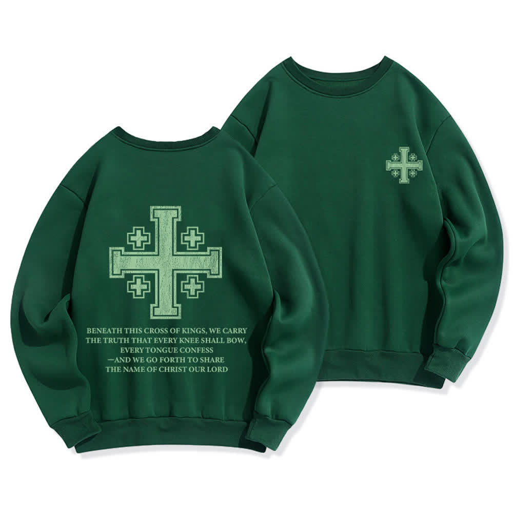 Christianartworkshop Oversize-Sweatshirt mit Rundhalsausschnitt und Used-Look-Kreuzmuster am Rücken - Grün - 2XL - image 15