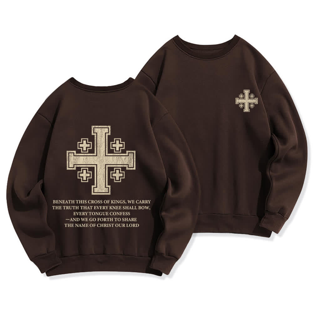 Christianartworkshop Oversize-Sweatshirt mit Rundhalsausschnitt und Used-Look-Kreuzmuster am Rücken - Braun - 2XL - image 6