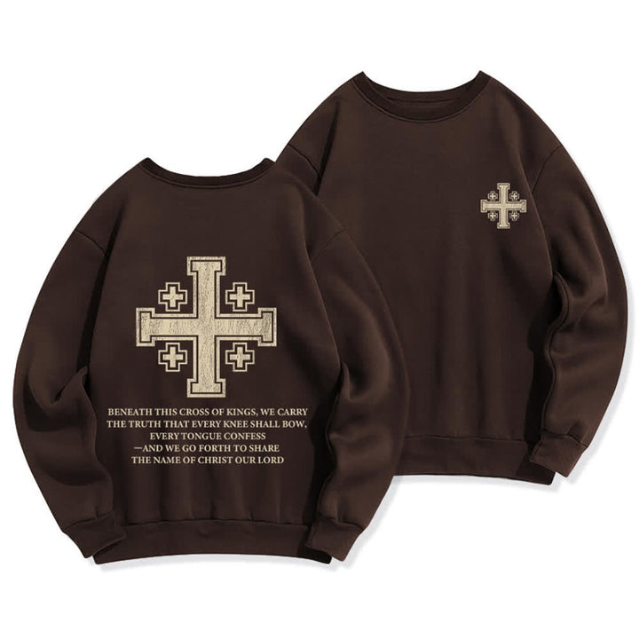 Christianartworkshop Oversize-Sweatshirt mit Rundhalsausschnitt und Used-Look-Kreuzmuster am Rücken - Braun - 2XL - image 6