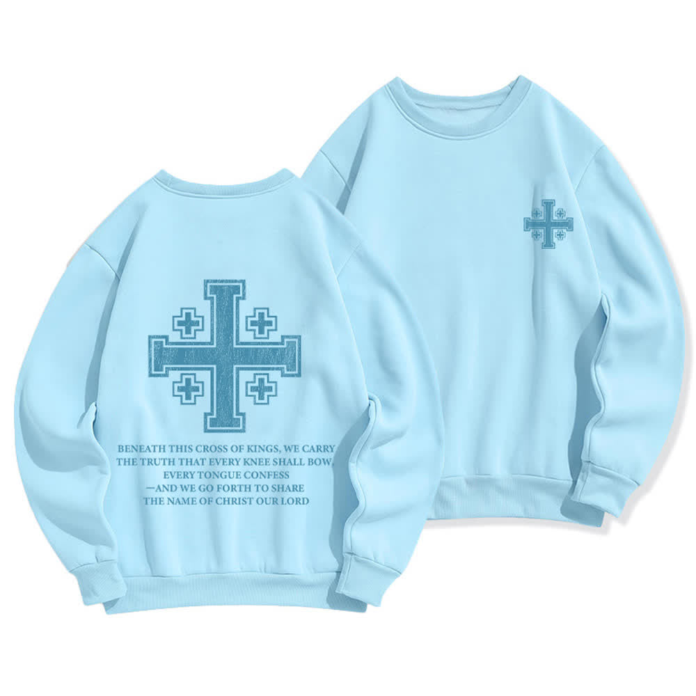 Christianartworkshop Oversize-Sweatshirt mit Rundhalsausschnitt und Used-Look-Kreuzmuster am Rücken - Blau - 2XL - image 9