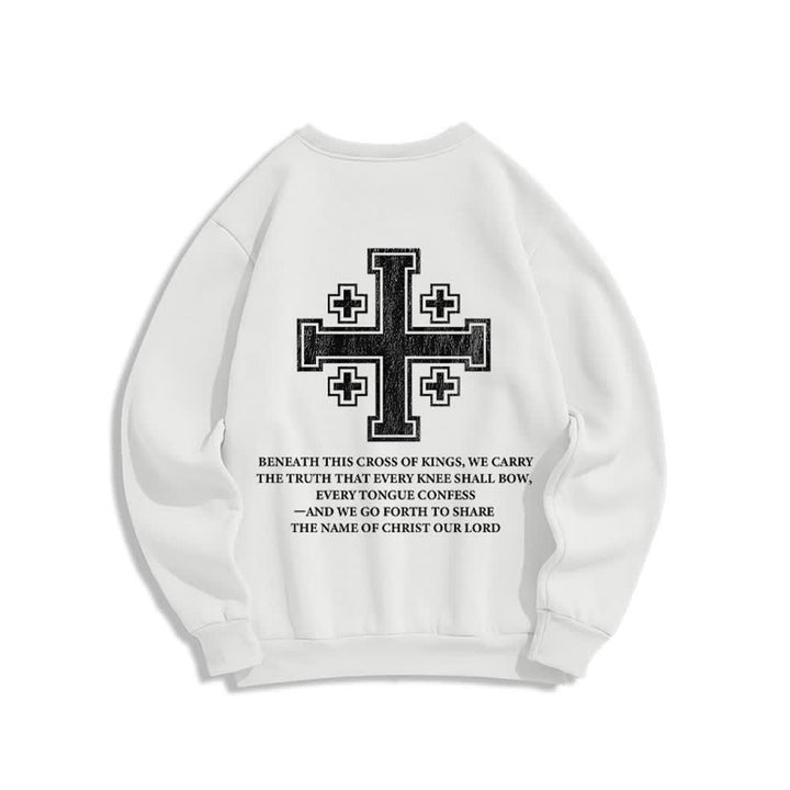 Christianartworkshop Oversize-Sweatshirt mit Rundhalsausschnitt und Used-Look-Kreuzmuster am Rücken - image 4