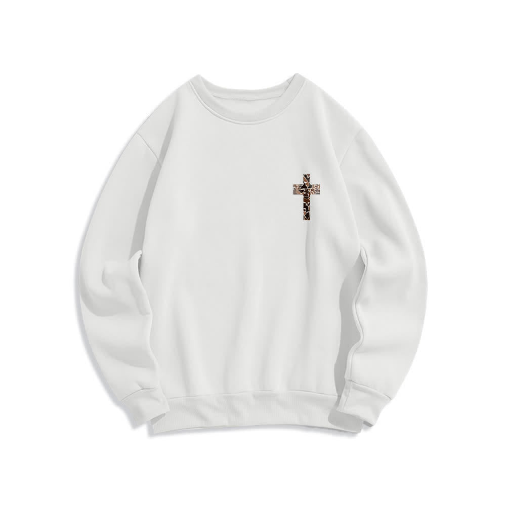 Christianartworkshop Oversize-Sweatshirt mit Rundhalsausschnitt und Camouflage-Kreuzmuster in Olivgrün - image 5