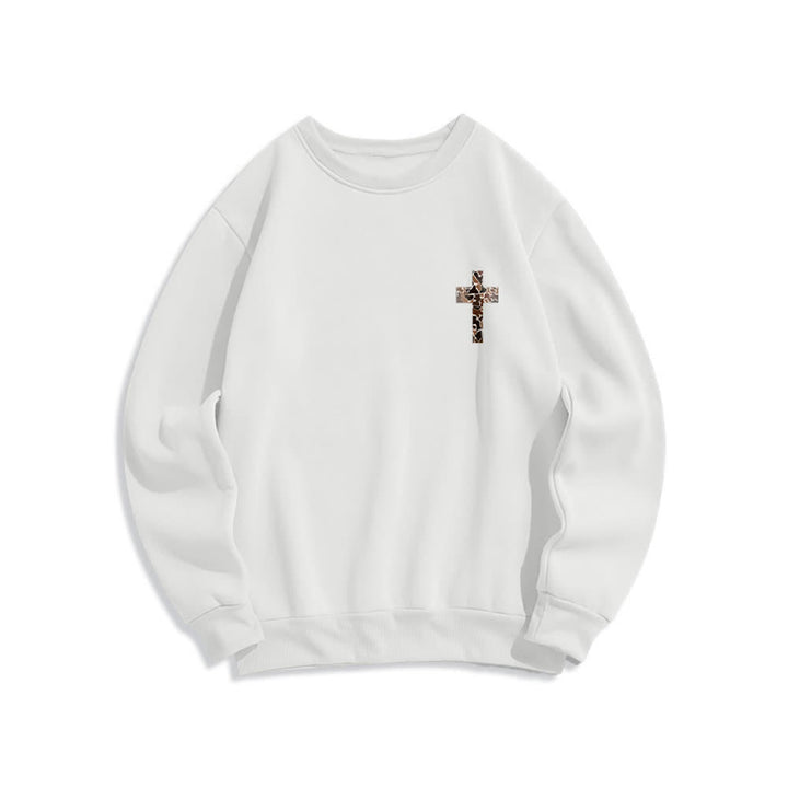 Christianartworkshop Oversize-Sweatshirt mit Rundhalsausschnitt und Camouflage-Kreuzmuster in Olivgrün - image 5
