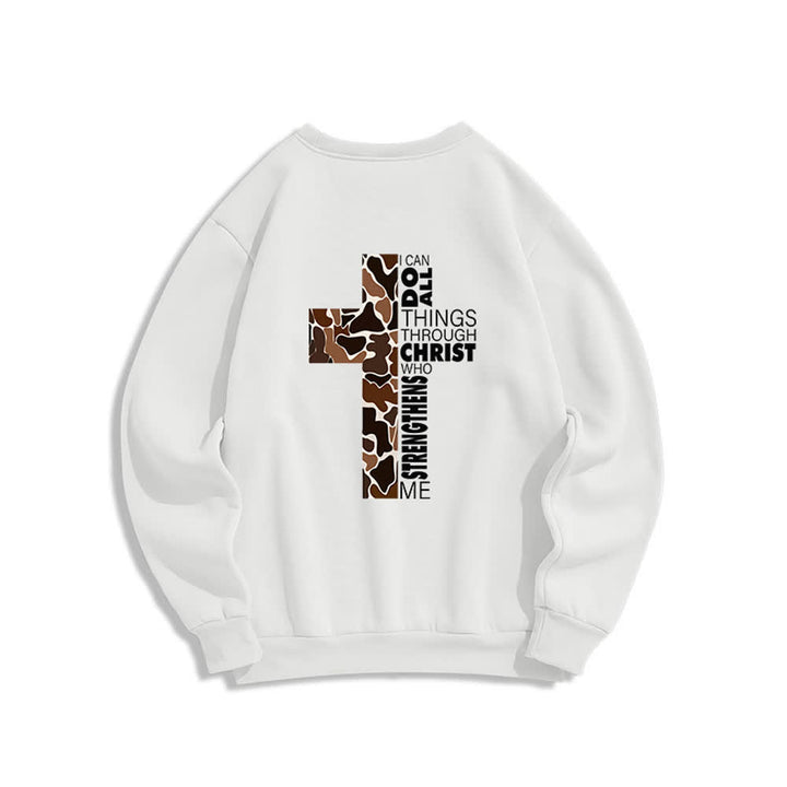 Christianartworkshop Oversize-Sweatshirt mit Rundhalsausschnitt und Camouflage-Kreuzmuster in Olivgrün - image 4
