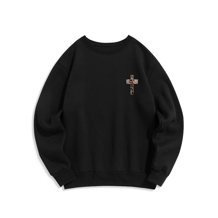 Christianartworkshop Oversize-Sweatshirt mit Rundhalsausschnitt und Camouflage-Kreuzmuster in Olivgrün - image 8