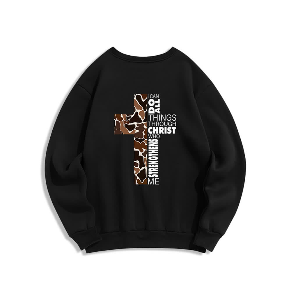 Christianartworkshop Oversize-Sweatshirt mit Rundhalsausschnitt und Camouflage-Kreuzmuster in Olivgrün - image 7