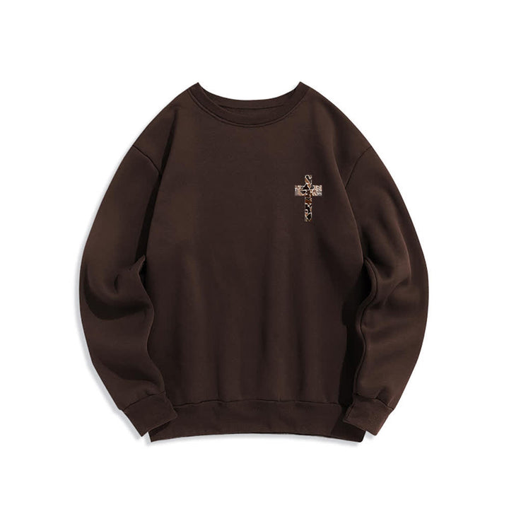 Christianartworkshop Oversize-Sweatshirt mit Rundhalsausschnitt und Camouflage-Kreuzmuster in Olivgrün - image 11
