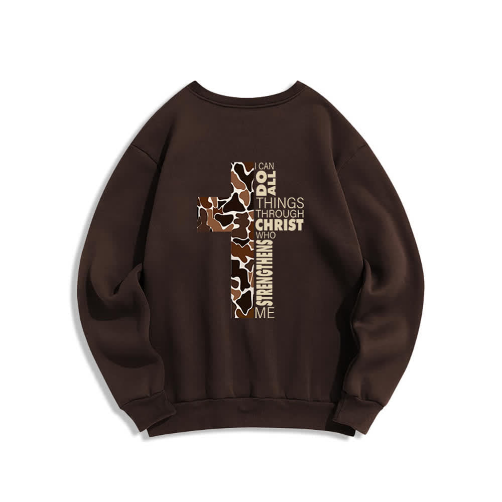 Christianartworkshop Oversize-Sweatshirt mit Rundhalsausschnitt und Camouflage-Kreuzmuster in Olivgrün - image 10