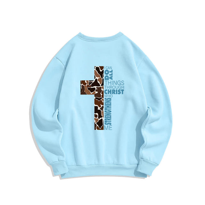 Christianartworkshop Oversize-Sweatshirt mit Rundhalsausschnitt und Camouflage-Kreuzmuster in Olivgrün - image 13