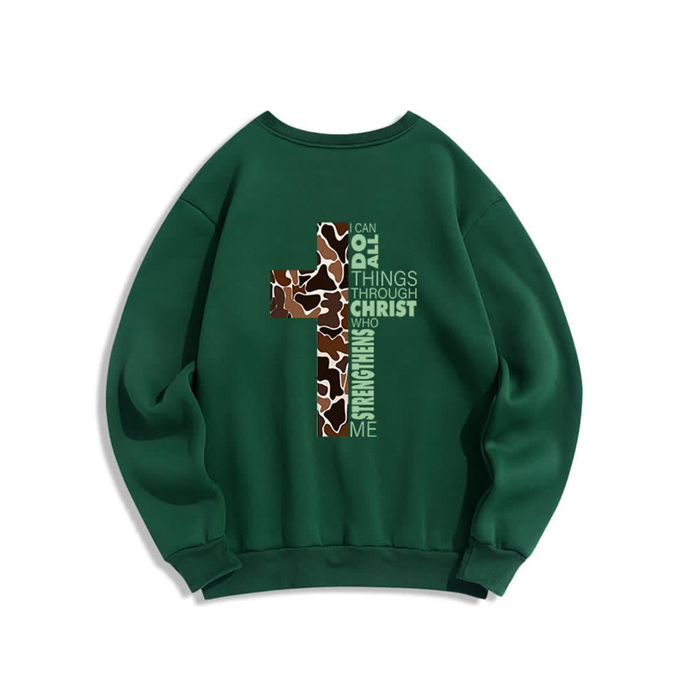 Christianartworkshop Oversize-Sweatshirt mit Rundhalsausschnitt und Camouflage-Kreuzmuster in Olivgrün - image 1