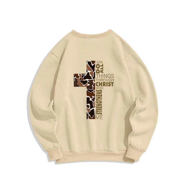 Christianartworkshop Oversize-Sweatshirt mit Rundhalsausschnitt und Camouflage-Kreuzmuster in Olivgrün - image 16