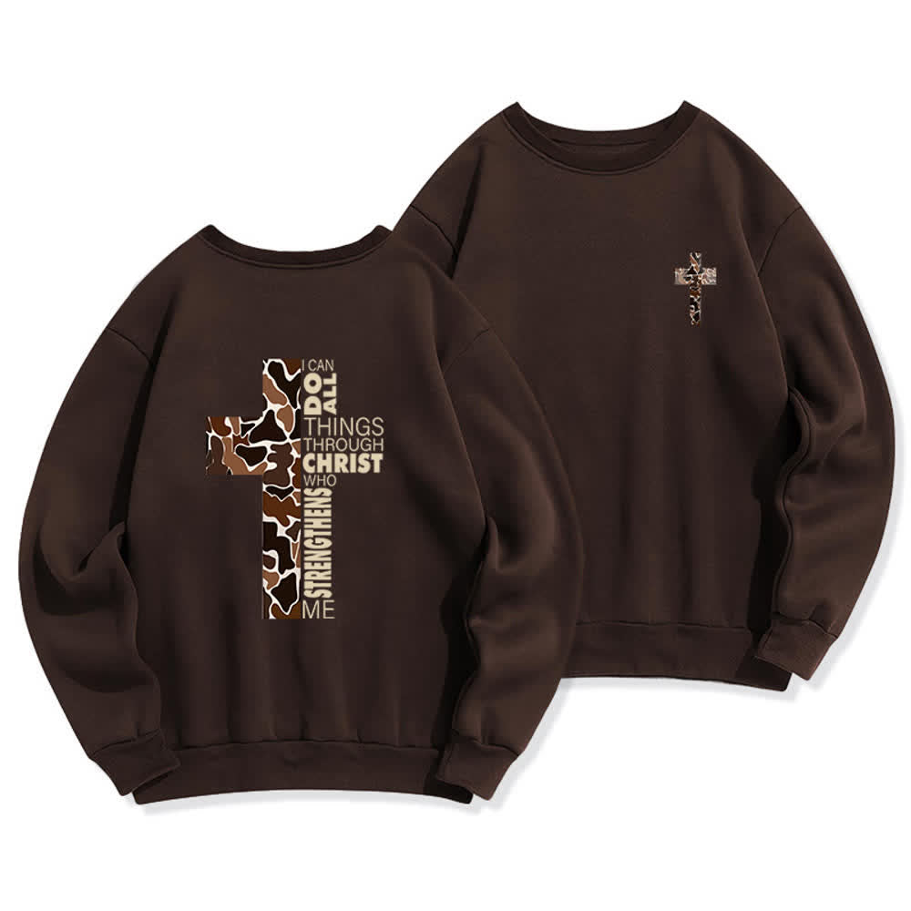 Christianartworkshop Oversize-Sweatshirt mit Rundhalsausschnitt und Camouflage-Kreuzmuster in Olivgrün - Braun - 2XL - image 9