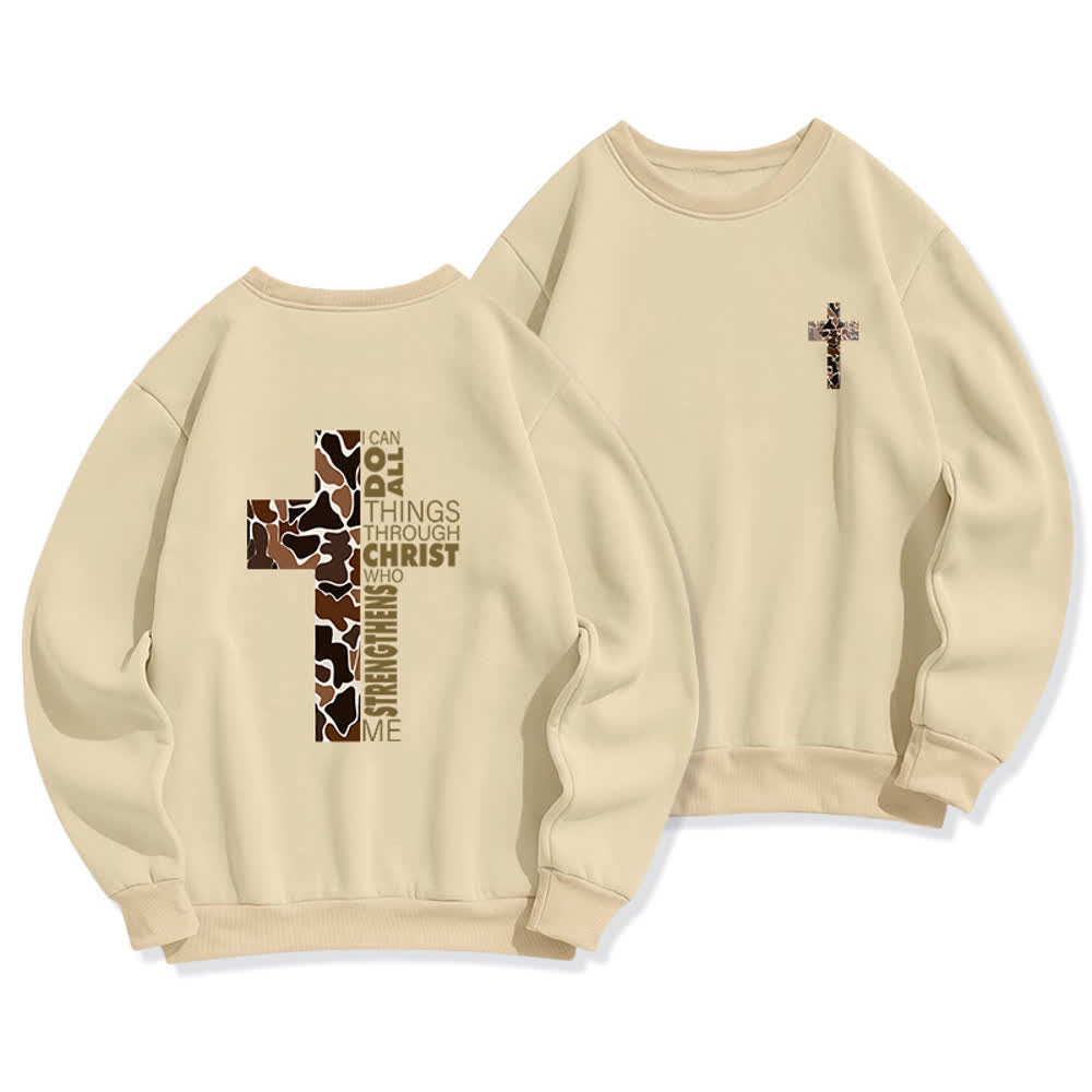 Christianartworkshop Oversize-Sweatshirt mit Rundhalsausschnitt und Camouflage-Kreuzmuster in Olivgrün - Beige - 2XL - image 15
