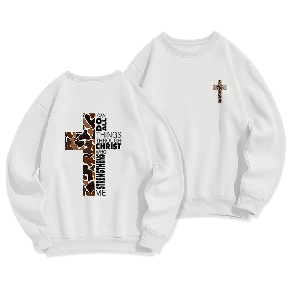 Christianartworkshop Oversize-Sweatshirt mit Rundhalsausschnitt und Camouflage-Kreuzmuster in Olivgrün - Weiß - 2XL - image 3