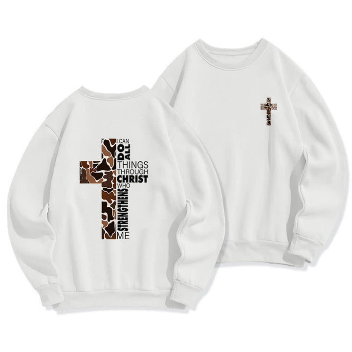 Christianartworkshop Oversize-Sweatshirt mit Rundhalsausschnitt und Camouflage-Kreuzmuster in Olivgrün - Weiß - 2XL - image 3