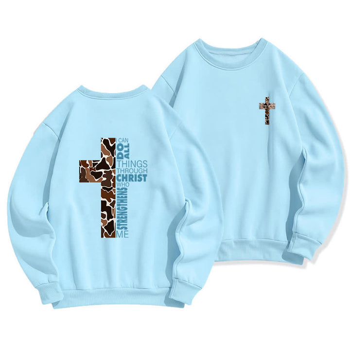 Christianartworkshop Oversize-Sweatshirt mit Rundhalsausschnitt und Camouflage-Kreuzmuster in Olivgrün - Blau - 2XL - image 12