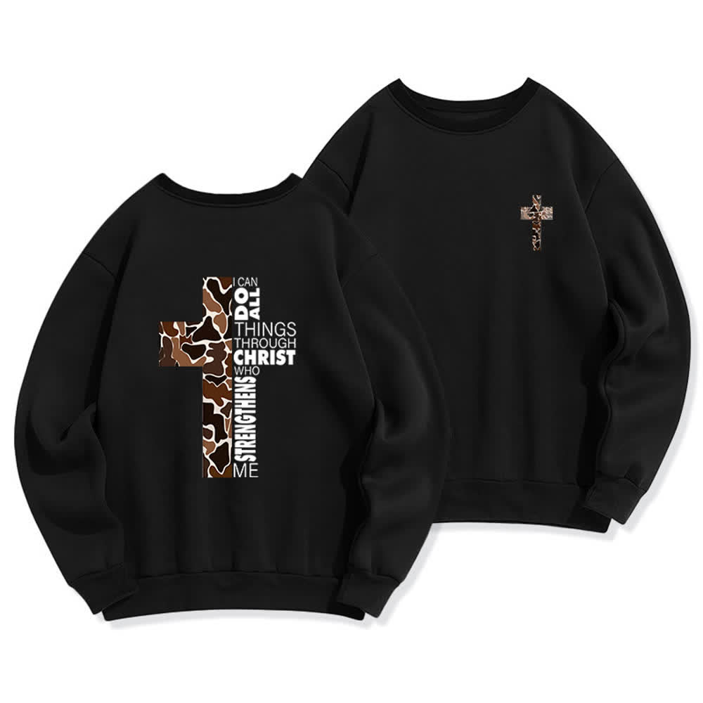 Christianartworkshop Oversize-Sweatshirt mit Rundhalsausschnitt und Camouflage-Kreuzmuster in Olivgrün - Schwarz - 2XL - image 6