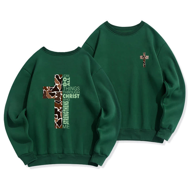 Christianartworkshop Oversize-Sweatshirt mit Rundhalsausschnitt und Camouflage-Kreuzmuster in Olivgrün - Grün - 2XL - image 0