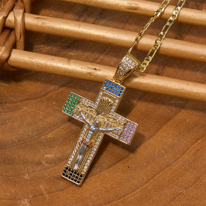 Christianartworkshop Halskette mit eisverziertem, mehrfarbigem Kristallkreuz: Zeichen grenzenloser himmlischer Gnade - image 2