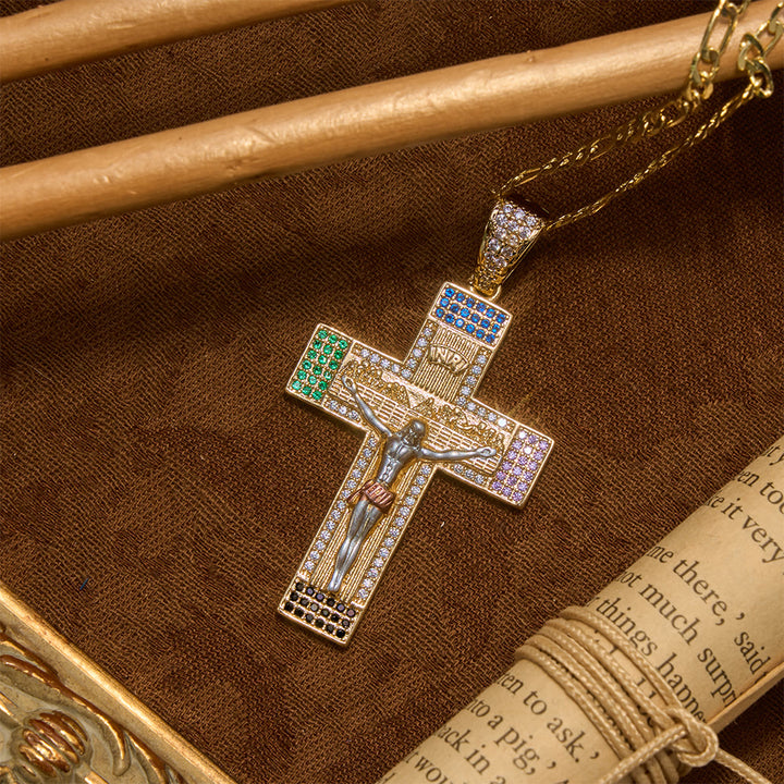Christianartworkshop Halskette mit eisverziertem, mehrfarbigem Kristallkreuz: Zeichen grenzenloser himmlischer Gnade - image 3