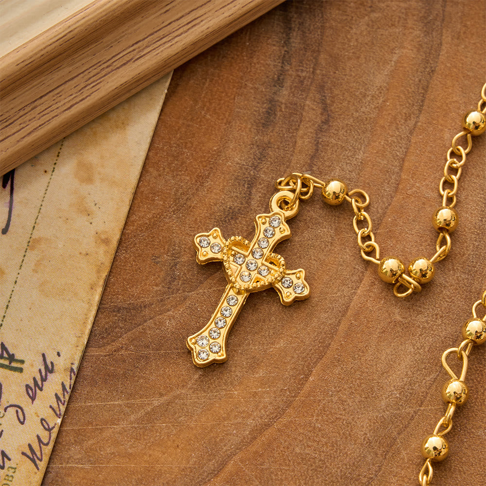 Christianartworkshop Rosenkranz aus glatten Metallperlen mit detailliertem Kruzifix: Symbol der stillen himmlischen Barmherzigkeit - image 3
