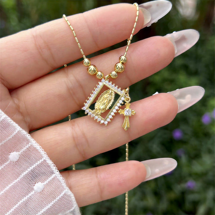 Christianartworkshop Perlenkette mit heiligem Medaillon und Kreuz: Symbol himmlischen Trostes - image 8