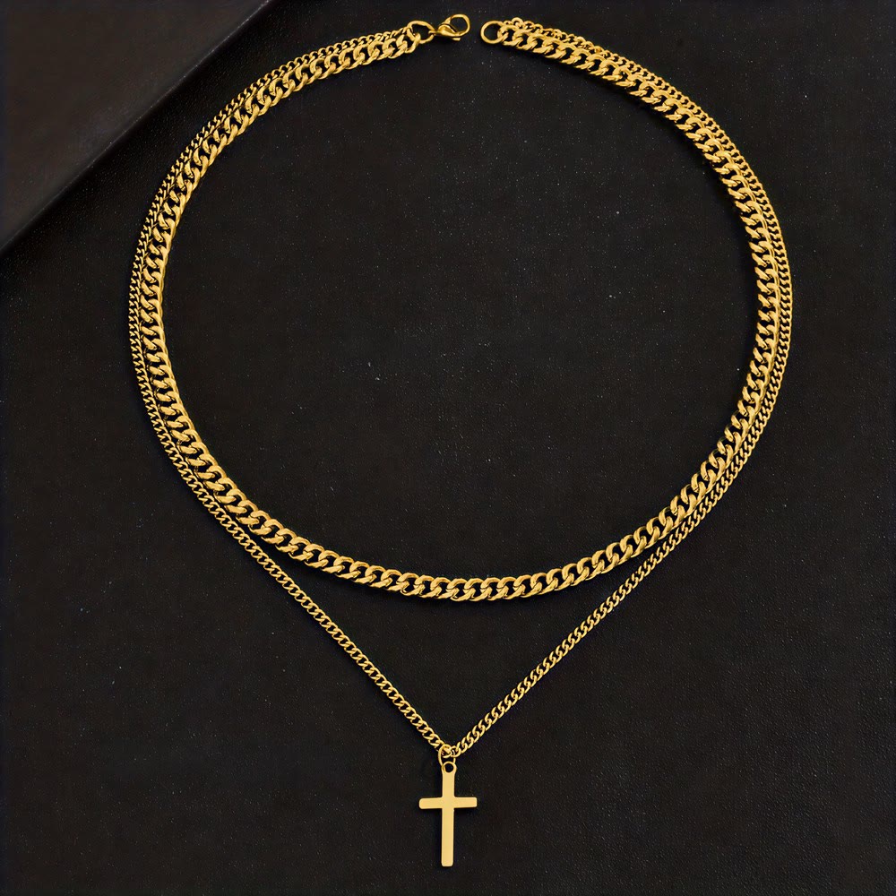 Christianartworkshop Halskette mit mehrlagigem Panzerketten-Kreuzanhänger: Symbol für unerschütterlichen himmlischen Schutz - Golden - image 4