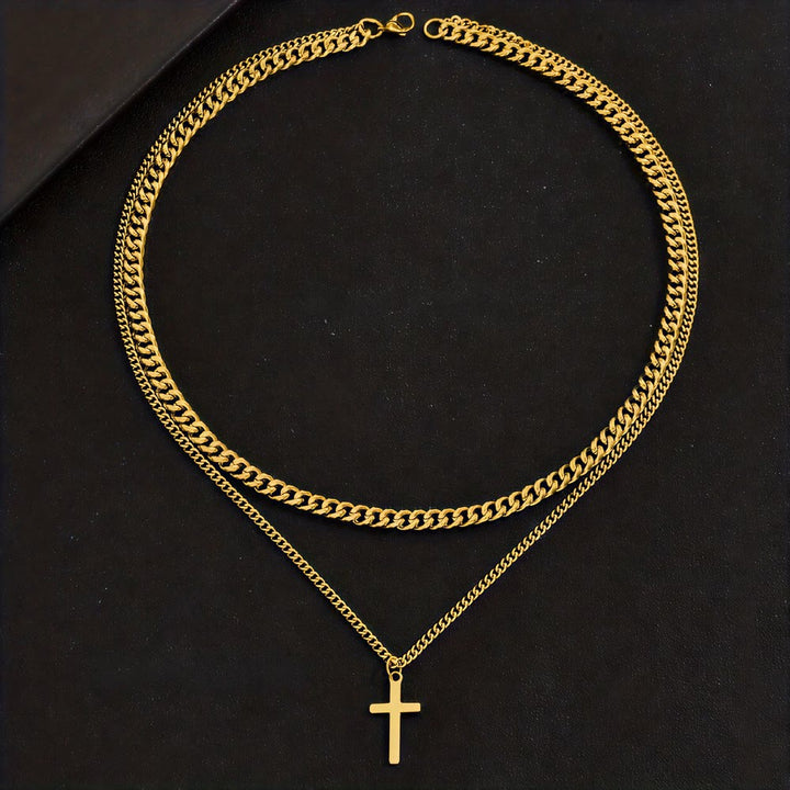 Christianartworkshop Halskette mit mehrlagigem Panzerketten-Kreuzanhänger: Symbol für unerschütterlichen himmlischen Schutz - Golden - image 4