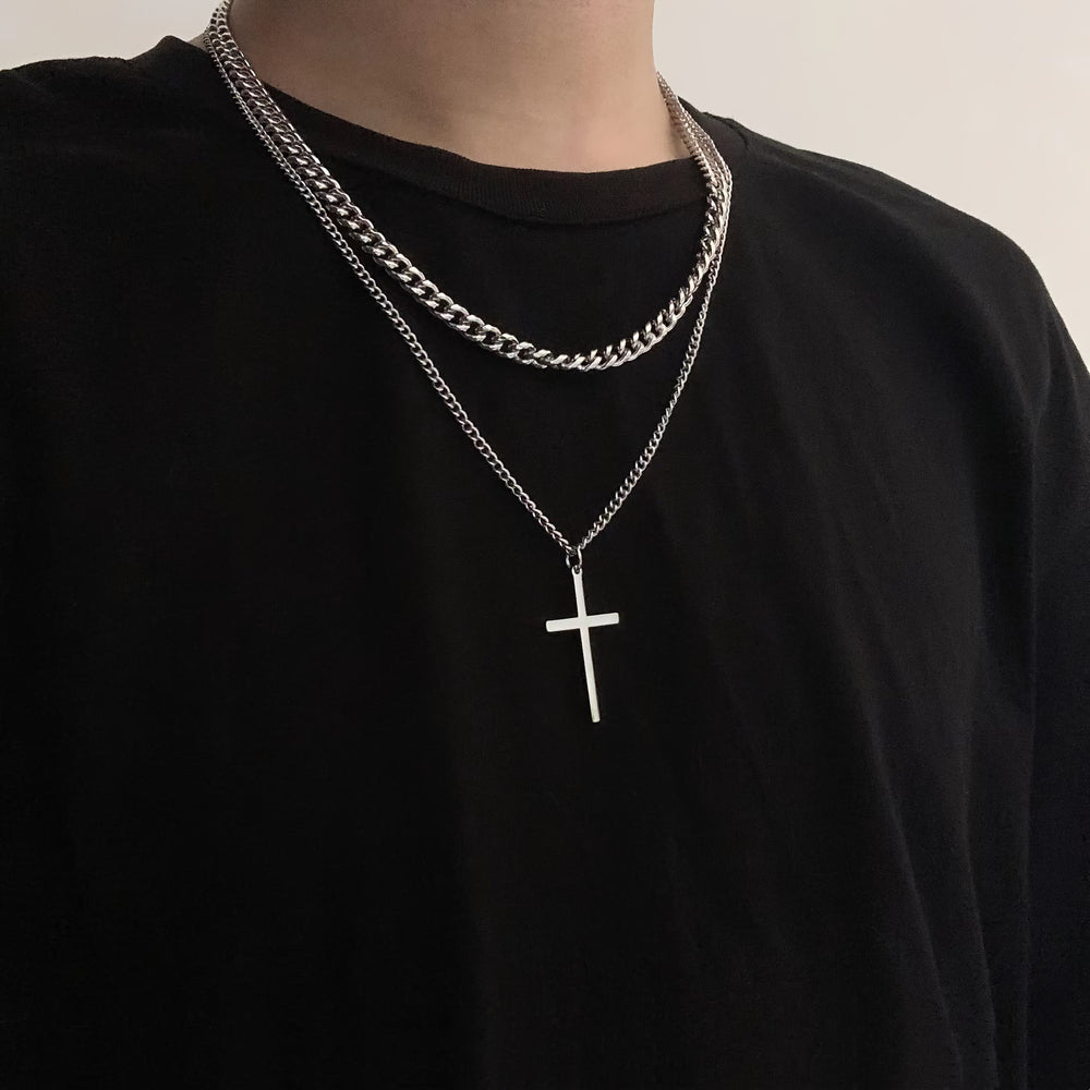 Christianartworkshop Halskette mit mehrlagigem Panzerketten-Kreuzanhänger: Symbol für unerschütterlichen himmlischen Schutz - image 1